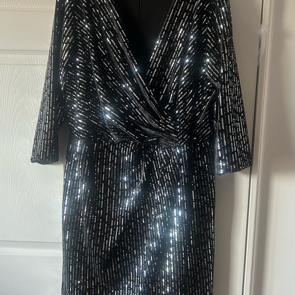 Lane Bryant Black Sequin Long Sleeve Dress
